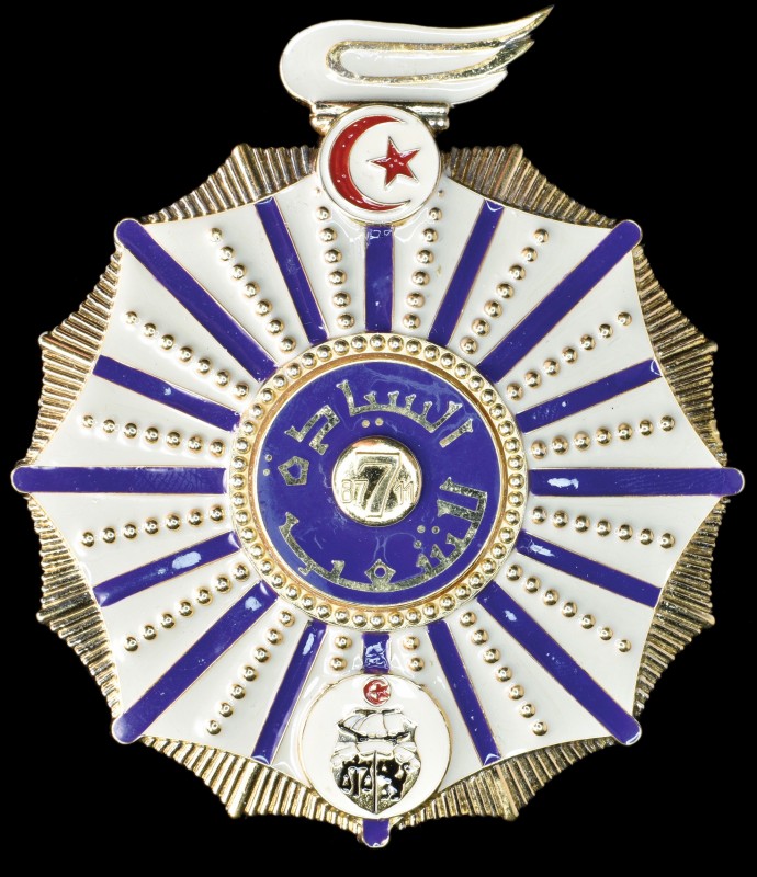 *Tunisia, Republic, Order of November 7, First Class breast star, by Arthus Bert...