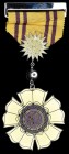 Tunisia, Republic, Order of Educational Merit, post 1985, Third Class breast badge, in silvered metal and enamels, 50mm, in case of issue, with relate...
