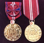 Tunisia, Republic, Police Medal of Honour and Prison Service Medal 0f Honour, both in gilt, with enamelled star and crescent suspension, extremely fin...