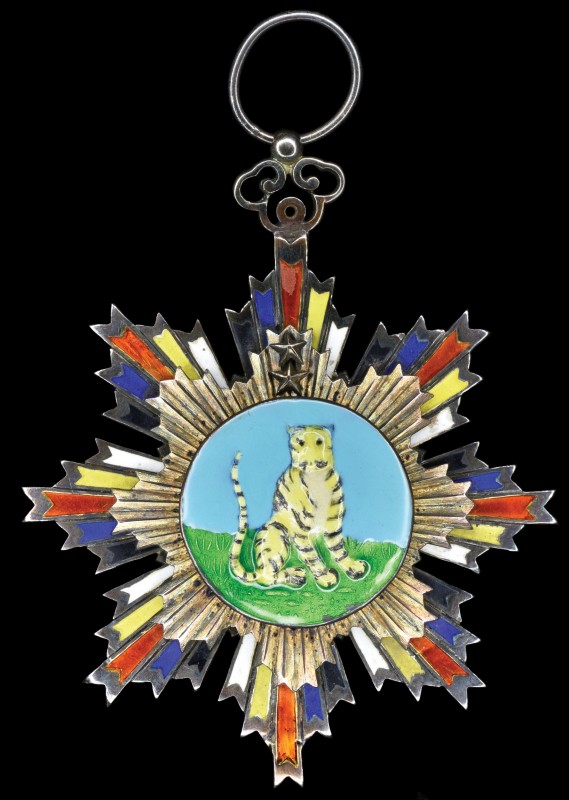 *China, Republic, Order of the Striped Tiger, Second Class sash badge, dated Jul...