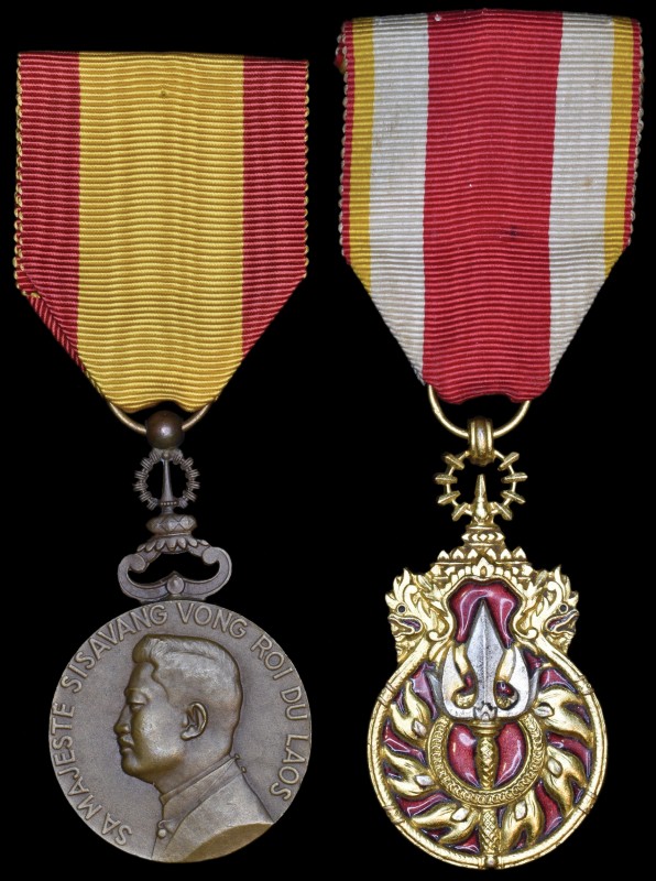 Laos, Order of the Reign, bronze medal, circa 1940; Combat Veteran’s medal, in s...