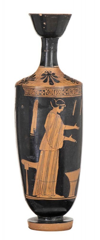 ATTIC RED-FIGURE LEKYTHOS
Attribuited to the Bowdoin Painter, ca. 475 BC
heigh...