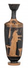 ATTIC RED-FIGURE LEKYTHOS
Attribuited to the Bowdoin Painter, ca. 475 BC
height cm 30; diam. cm 6

A standing woman, depicted in profile, in a dom...