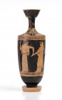 ATTIC RED-FIGURE LEKYTHOS WITH ATHENA AND ATHANASIA
Attribuited to the Nikon Painter, 470 - 450 BC
height cm 28; diam. cm 6
 
Enclosed between two...