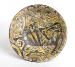IRANIAN BUFF WARE BOWL
Nishapur, 9th - 10th century AD
height cm 8; diam. cm 20

Characterized by a polychrome decoration composed by wild animals...