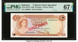 Bahamas Monetary Authority 50 Dollars 1968 Pick 32CS2 Collector Series Specimen PMG Superb Gem Unc 67 EPQ. Two POCs.

HID09801242017

© 2020 Heritage ...