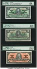 Canada Bank of Canada $1 (2); 2 2.1.1937 BC-21c; BC-21d; BC-22b Three Examples PMG Choice Uncirculated 64; About Uncirculated 50 EPQ; Choice Uncircula...