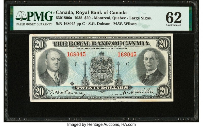 Canada Montreal, PQ- Royal Bank of Canada $20 2.1.1935 Ch.# 630-18-06a PMG Uncir...