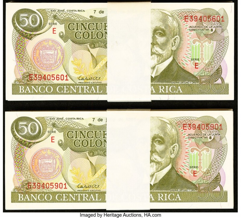 Costa Rica Banco Central de Costa Rica 50; 100 Colones 7.7.1993; 28.9.1993 Pick ...