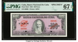 Cuba Banco Nacional de Cuba 100 Pesos 1958 Pick 82s3 Specimen PMG Superb Gem Unc 67 EPQ. Two POCs.

HID09801242017

© 2020 Heritage Auctions | All Rig...