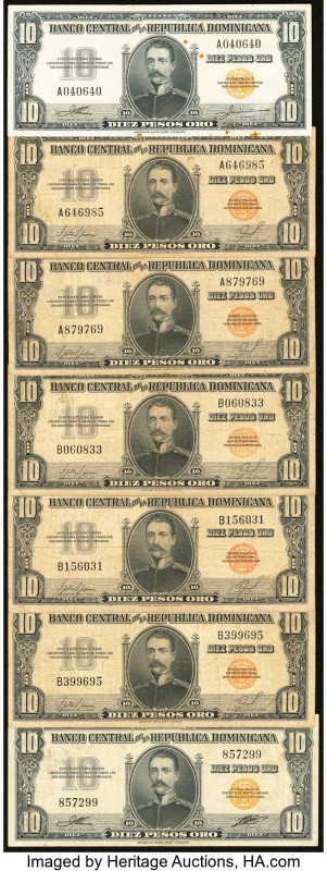 Dominican Republic Banco Central de la Republica Dominicana 10 Pesos Oro ND (194...