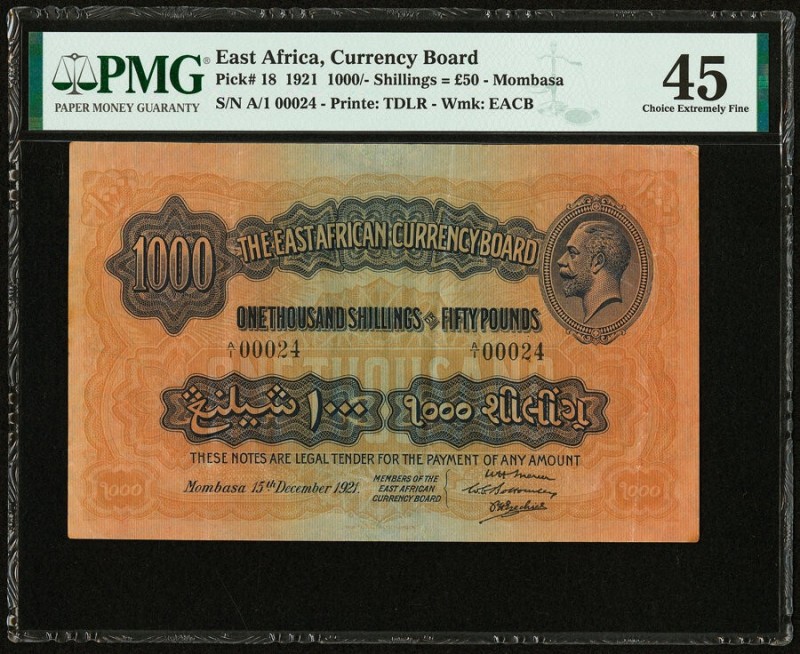 East Africa East African Currency Board 1000 Shillings = 50 Pounds 15.12.1921 Pi...