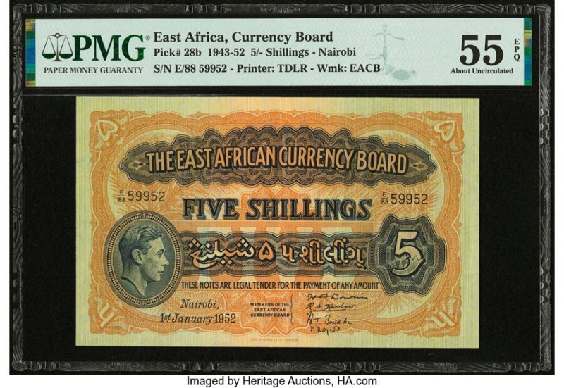 East Africa East African Currency Board 5 Shillings 1.1.1952 Pick 28b PMG About ...