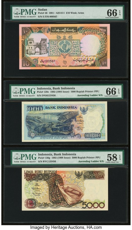 Fancy Serial Number Lot of 5 Indonesia Bank Indonesia 1000; 5000; 10,000 (2); 20...