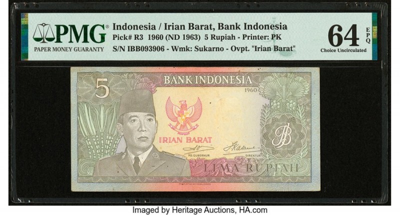 Indonesia Irian Barat, Bank Indonesia 5 Rupiah 1960 (ND 1963) Pick R3 PMG Choice...