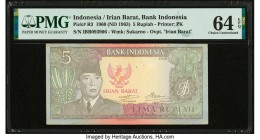 Indonesia Irian Barat, Bank Indonesia 5 Rupiah 1960 (ND 1963) Pick R3 PMG Choice Uncirculated 64 EPQ. 

HID09801242017

© 2020 Heritage Auctions | All...