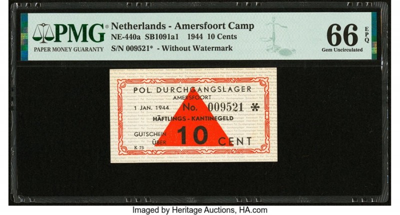 Netherlands Amersfoort 10 Cents 1.1.1944 NE-440a PMG Gem Uncirculated 66 EPQ. 

...