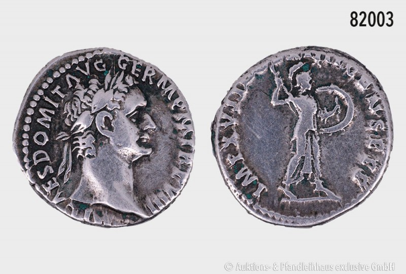 Römischer Kaiserzeit, Domitian (81-96), Denar, Rom. 3,62 g; 18 mm. RIC 190. Aus ...