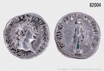 Römische Kaiserzeit, Traian (98-177), Denar, 101-102, Rom. 3,26 g; 18 mm. RIC 49. Aus alter deutscher Sammlung. Sehr schön.