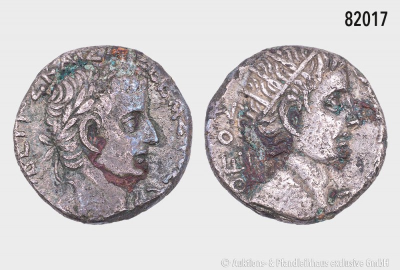 Römische Kaiserzeit, Tiberius (14-37) mit Divus Augustus, Billon-Tetradrachme au...