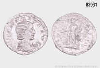 Römische Kaiserzeit, Julia Mamaea, Denar, 222, Rom, geprägt unter Severus Alexander (222-235). Rs. Juno. 2,65 g; 20 mm. RIC 343; BMC 43. Aus alter deu...