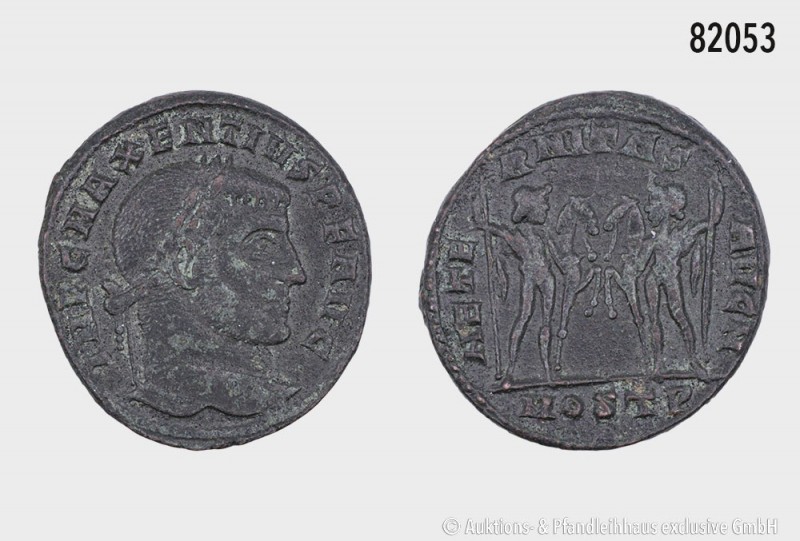 Römische Kaiserzeit, Maxentius (306-312), Follis, ca. 309-312, Ostia. Rs. Castor...