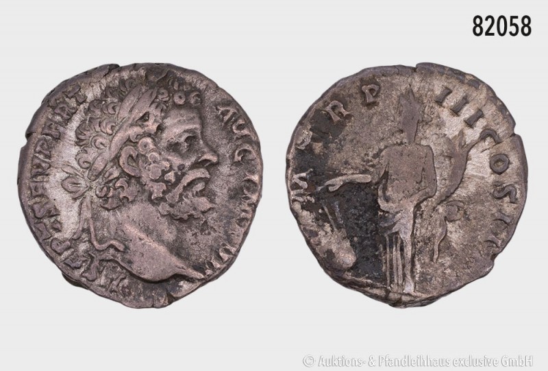Römische Kaiserzeit, Septimius Severu (193-211), Denar, Rom. Rs. Fortuna. 2,73 g...