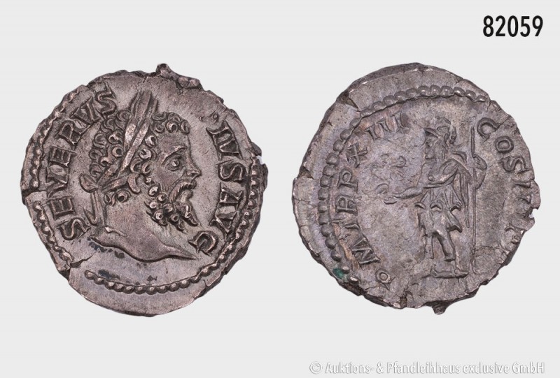 Römische Kaiserzeit, Septimius Severu (193-211), Denar, 205, Rom. Rs. Roma nach ...