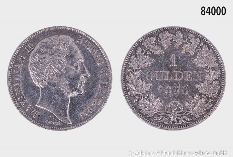 Bayern, Maximilian II. Joseph (1848-1864), 1 Gulden 1856. 900er Silber. 10,60 g;...