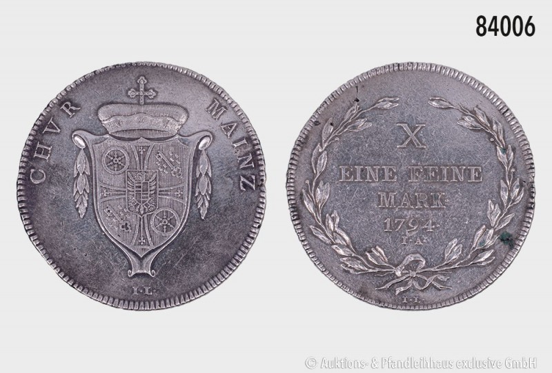 Mainz, Erzbistum. Friedrich Karl Joseph von Erthal (1774-1802), Konventionstaler...