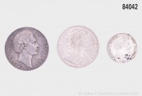 Altdeutschland (Bayern und Frankfurt am Main), Konv. 3 Silbermünzen: Bayern 1/2 Gulden 1848 (AKS 79) und Vereinstaler 1870 (AKS 176) und Frankfurt am ...