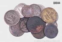 Altdeutschland, Konv. 19 Kleinmünzen verschiedener deutscher Staaten, darunter Nürnberg, Kerzendreier o. J., 1 Kreuzer 1773 mit Stadtansicht, Baden, 1...