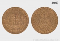 Hamburg, 20 Mark 1899 J. 900er Gold. 7,96 g; 22,5 mm. AKS 38; Jaeger 212. Sehr schön.