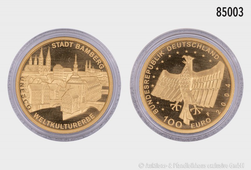 BRD, 100 Euro 2004 F, UNESCO Weltkulturerbe Stadt Bamberg. 999,9er Gold (1/2 Unz...