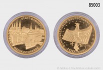 BRD, 100 Euro 2004 F, UNESCO Weltkulturerbe Stadt Bamberg. 999,9er Gold (1/2 Unze Feingold). 15,55 g; 28 mm. AKS 323; Jaeger 509. In Original-Etui, ve...