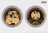 BRD, 100 Euro 2006 D, UNESCO Weltkulturerbe "Klassisches Weimar". 999,9er Gold (1/2 Unze Feingold). 15,55 g; 28 mm. AKS 323; Jaeger 509. In Original-E...