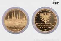 BRD, 100 Euro 2007 G, UNESCO Weltkulturerbe Hansestadt Lübeck. 999,9er Gold (1/2 Unze Feingold). 15,55 g; 28 mm. AKS 326; Jaeger 531. In Original-Etui...