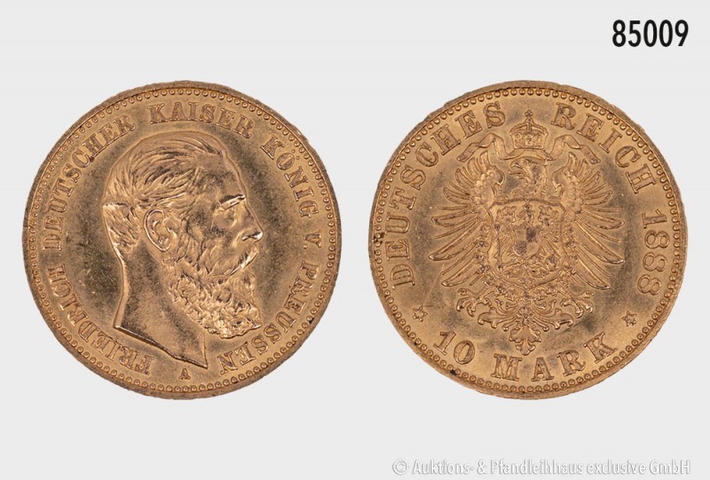 Preußen, Friedrich III. (9. März - 15. Juni 1888), 10 Mark 1888 A. 900er Gold. 3...