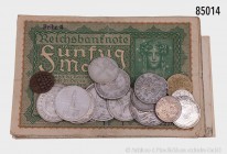 Altdeutschland, Weimarer Republik und Drittes Reich, Konv. von 19 Münzen, darunter 6 Mariengroschen 1769, 1 Louis d`or Passiergewicht 1772, 1/2 Mark 1...