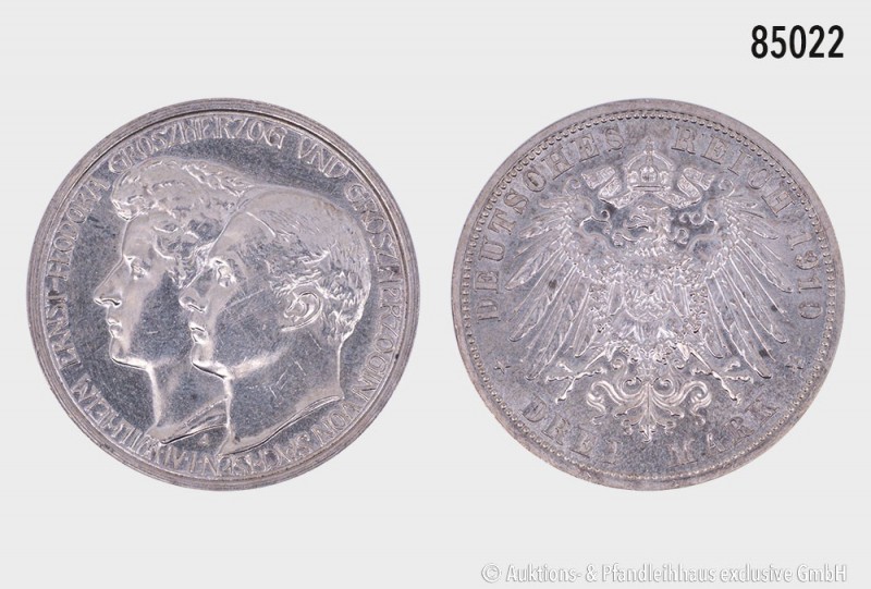 Sachsen-Weimar-Eisenach, Wilhelm Ernst (1901-1918), 3 Mark 1910 A, auf die Vermä...