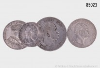 Preußen, Wilhelm I. (1861-1888), Konv. von 4 verschiedenen Silbermünzen: Taler 1861 (Krönungstaler, AKS 116; Jaeger 87) und 1862 (AKS 97; Jaeger 92), ...