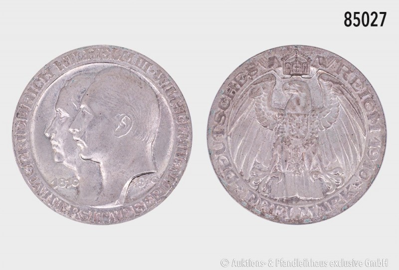 Preußen, Wilhelm II. (1888-1918), 3 Mark 1910 A, auf die Hundertjahrfeier der Un...