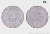 Weimarer Republik, 5 Reichsmark 1925 A, Jahrtausendfeier der Rheinlande. 25,14 g; 36 mm. AKS 60; Jaeger 322. Vorzüglich.