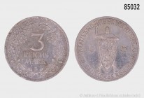 Weimarer Republik, 3 Reichsmark 1925 E, Jahrtausendfeier der Rheinlande. 15,03 g; 30 mm. AKS 73; Jaeger 321. Vorzüglich.