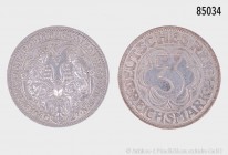 Weimarer Republik, 3 Reichsmark 1927 A, auf die Jahrtausendfeier der Reichsstadt Nordhausen. 15,09 g; 30 mm. AKS 76; Jaeger 327. Vorzüglich.
