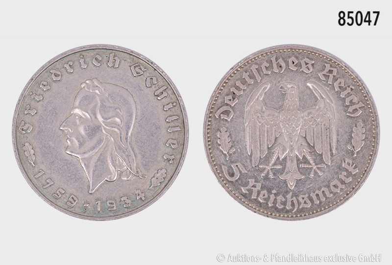 Drittes Reich, 5 Reichsmark 1934 F, auf den 175. Geburtstag Friedrich Schillers....
