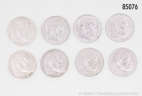 Drittes Reich, 2 x Komplettsatz 5 RM 1935-1936, Hindenburg, J. 360. Insgesamt 24 Münzen, 900er Silber. Vorzüglich.