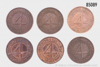 Weimarer Republik, Komplettsatz 4 Reichspfennig 1932 (A-J), sog. Brüning-Pfennig. AKS 52; Jaeger 315. Vorzüglich.