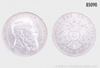 Baden, Friedrich (1856-1907), 5 Mark 1904 G, 900er Silber. 27,57 g; 38 mm. AKS 152; Jaeger 33. Kleine Kratzer, sehr schön/fast vorzüglich.