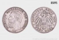 Baden, Friedrich I. (185-1907), 5 Mark 1900 G. 27,67 g; 38 mm. J. 29. Sehr schön.